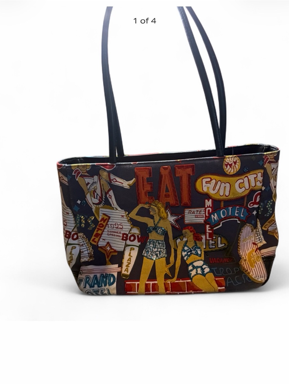 Pop Art Graphic Tote Bag in Black
